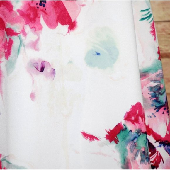 DKNY Ladies Floral Scuba Dress Size 14 Fit And Flare Back Zip Sleeveless Stretch - Picture 5 of 13